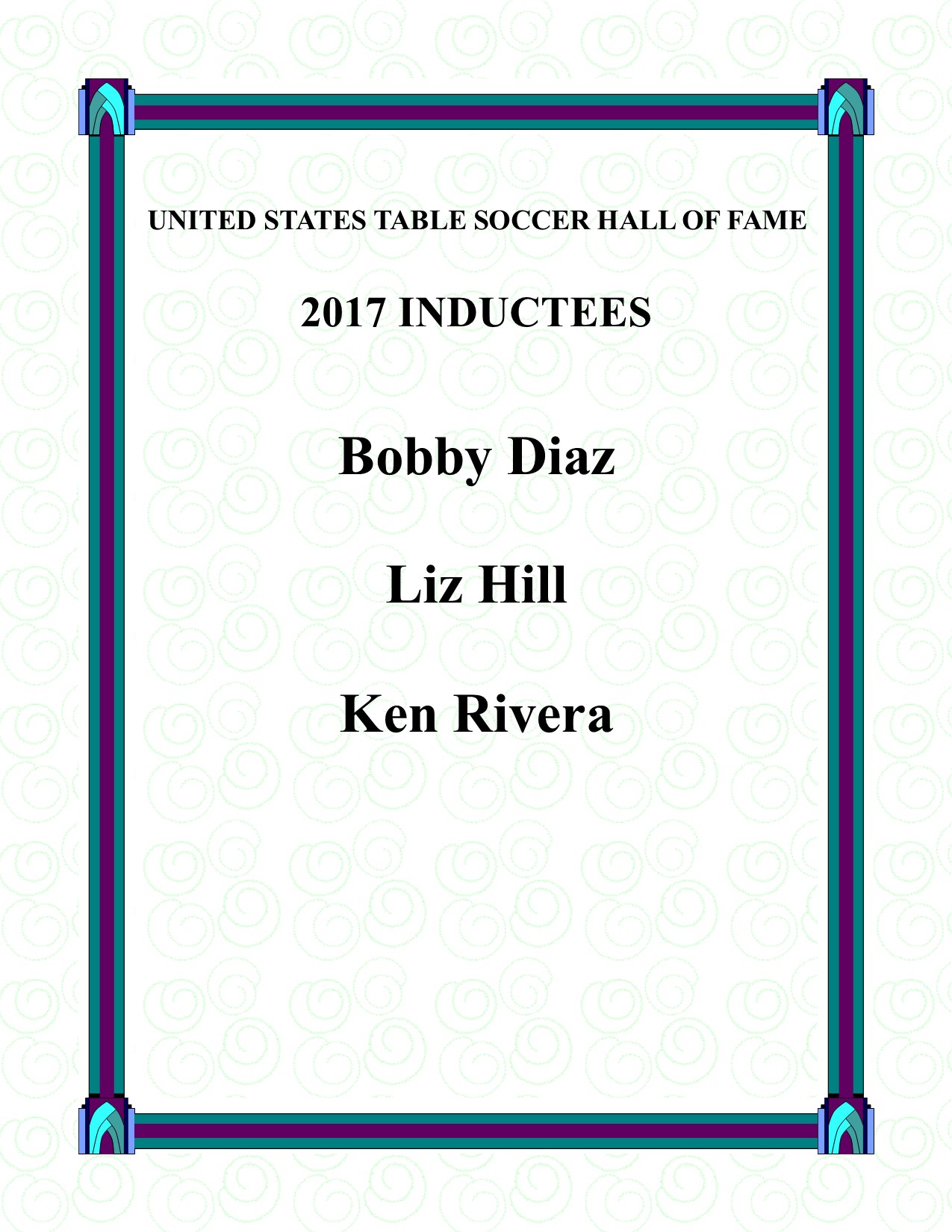 The 2017 Foosball Hall Of Fame Inductees